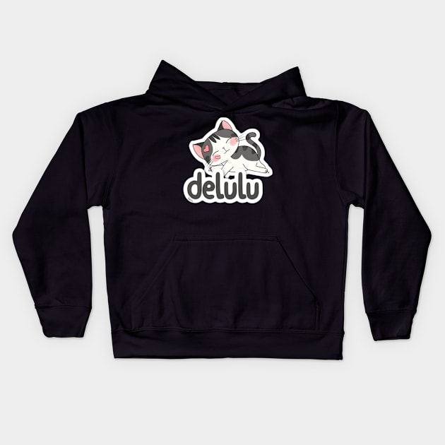 Delulu Cat Kids Hoodie by MaystarUniverse